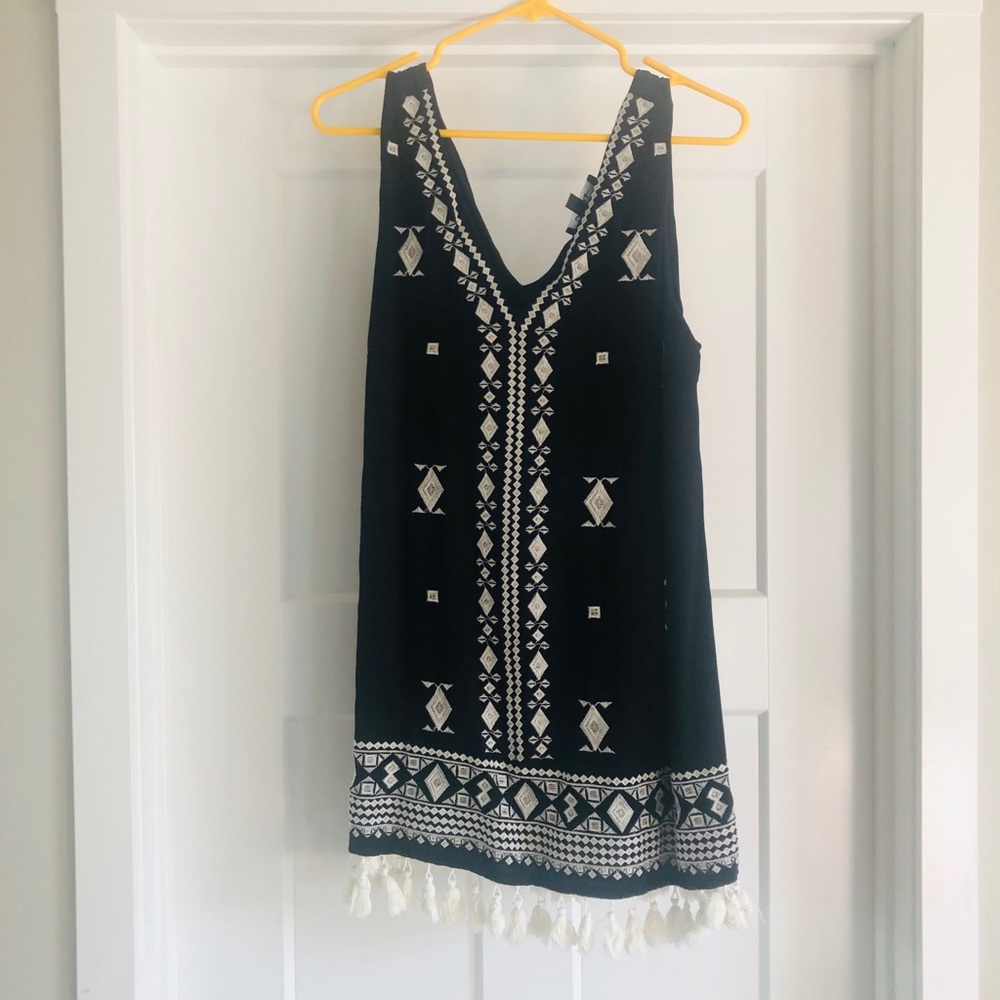 Black Embroidered Shift Dress